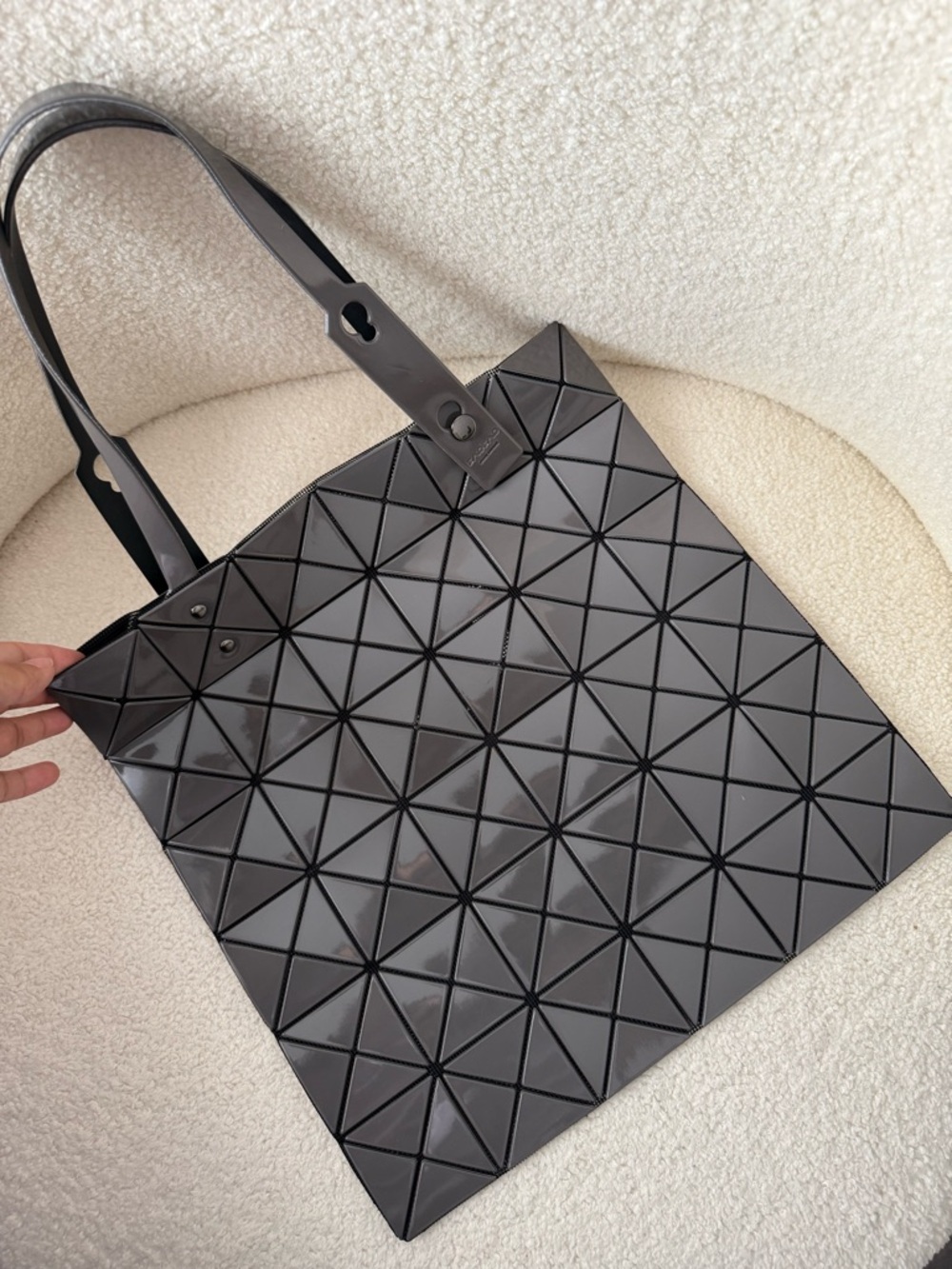 Geometric Panel Tote Bag in Dark Gray